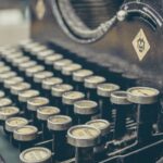 Macro of vintage typewriter keyboard