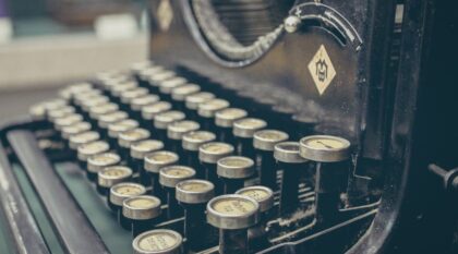 Macro of vintage typewriter keyboard